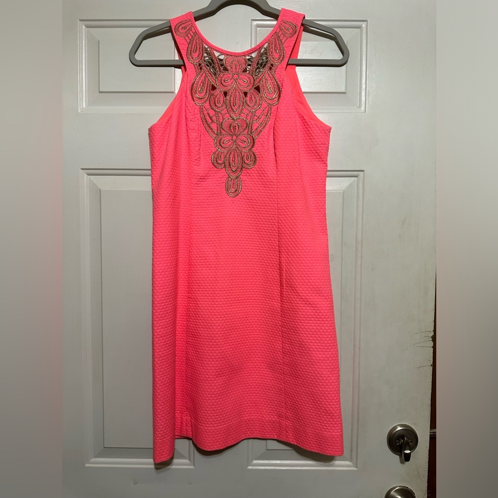 Lilly Pulitzer Pink Mini Dress with Gold Accents